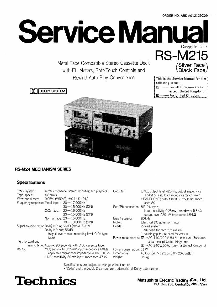 Technics RSM 215 Service Manual