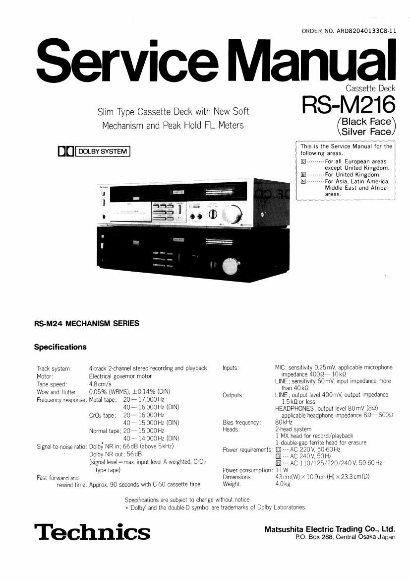 Technics RSM 216 Service Manual