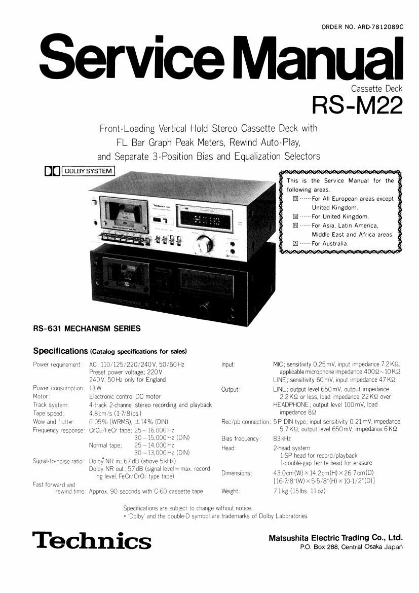 Technics RSM 22 Service Manual