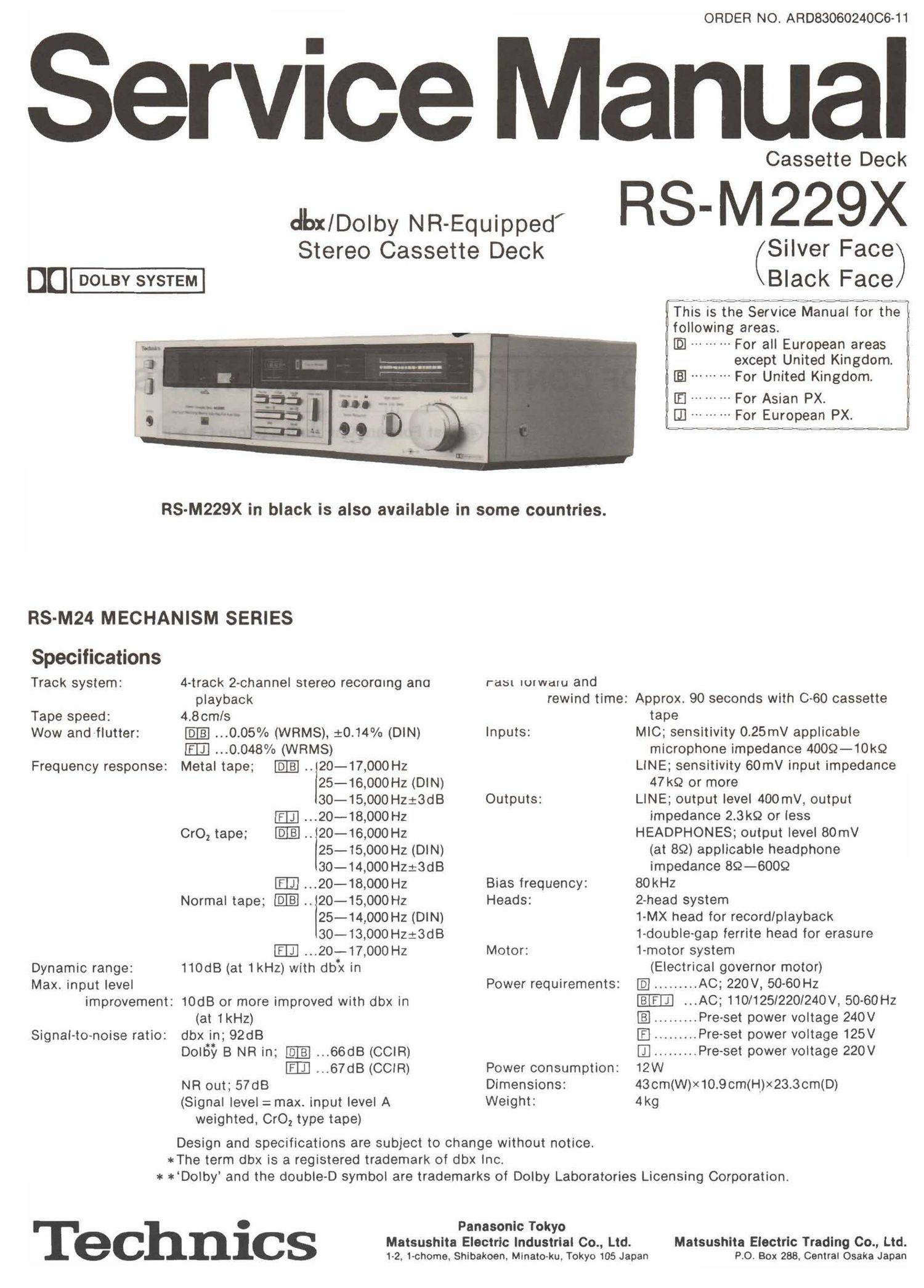 Technics RSM 229 X service Manual