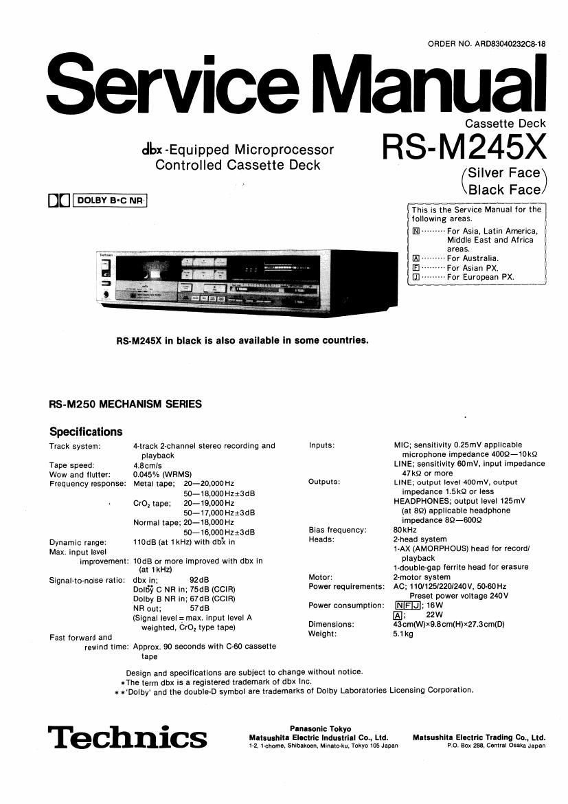 Technics RSM 245 X Service Manual