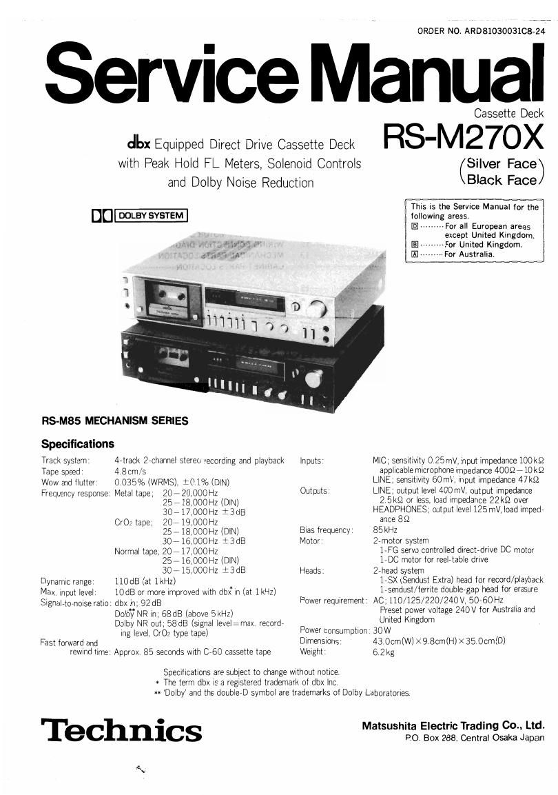 Technics RSM 270 X Service Manual