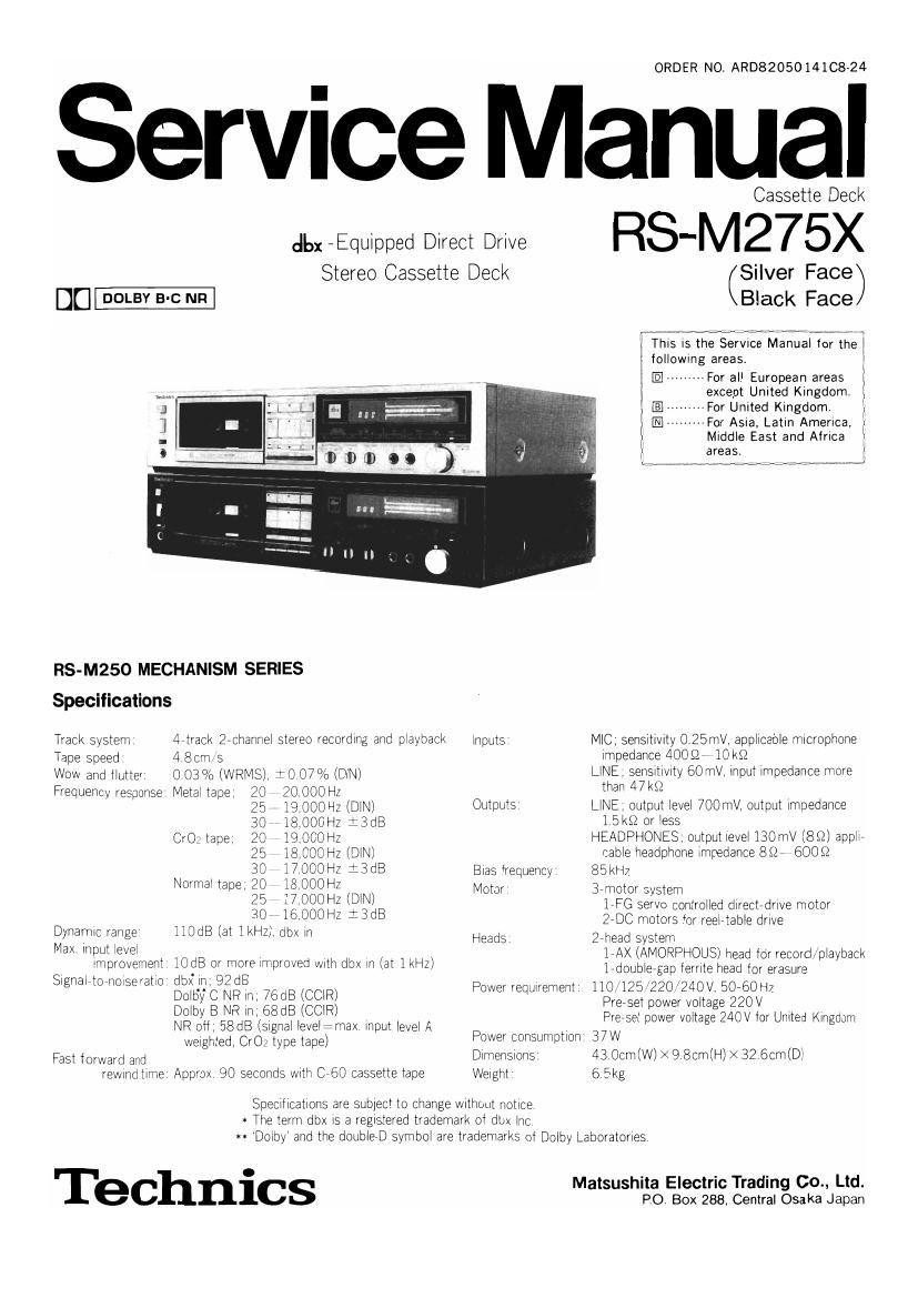 Technics RSM 275 X Service Manual