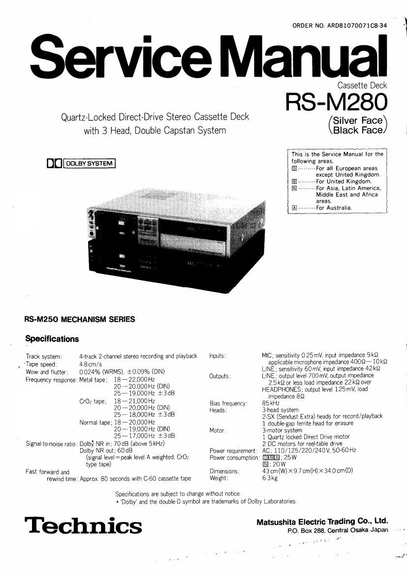Technics RSM 280 Service Manual