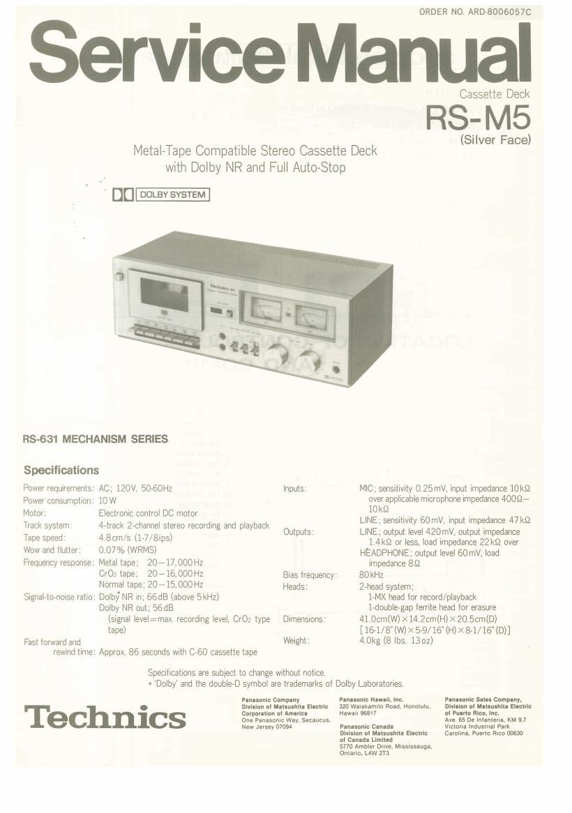 Technics RSM 5 Service Manual