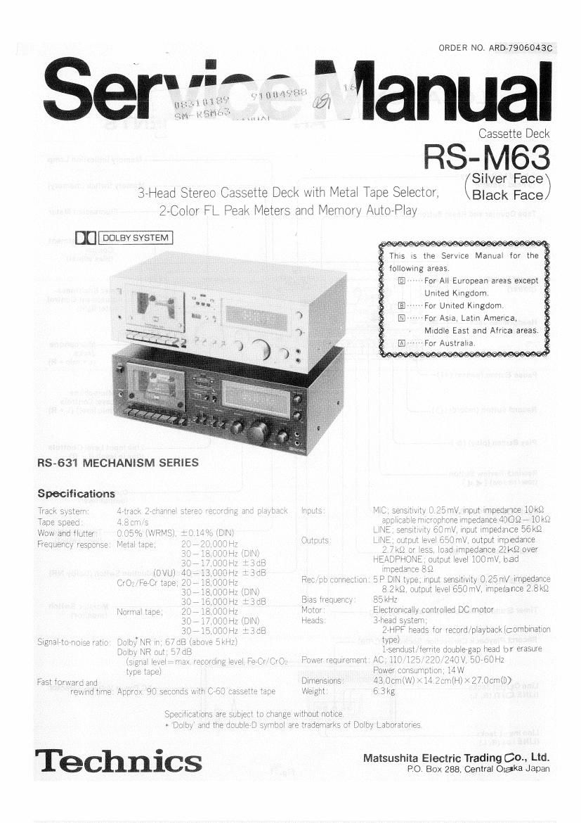 Technics RSM 63 Service Manual