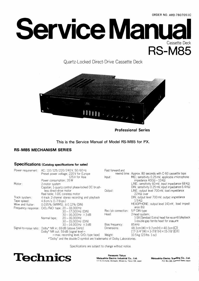 Technics RSM 85 Service Manual