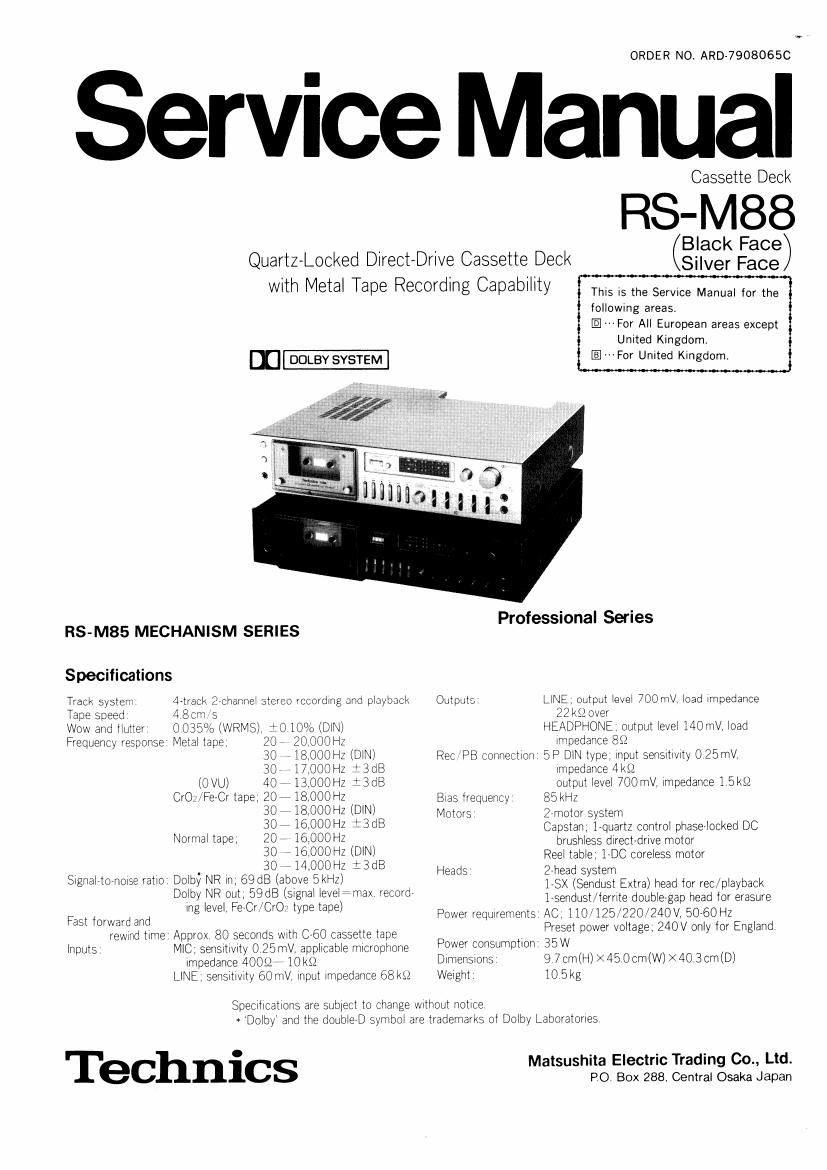 Technics RSM 88 Service Manual