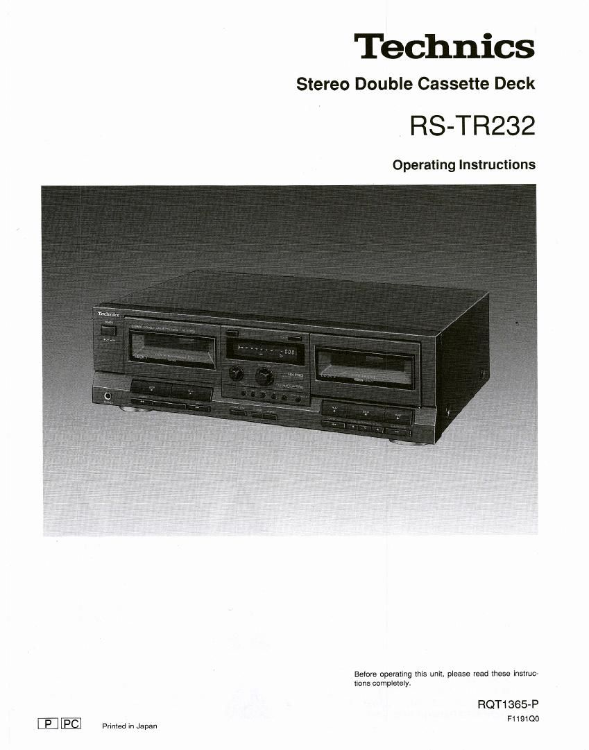 Technics RSTR 232 Owners Manual