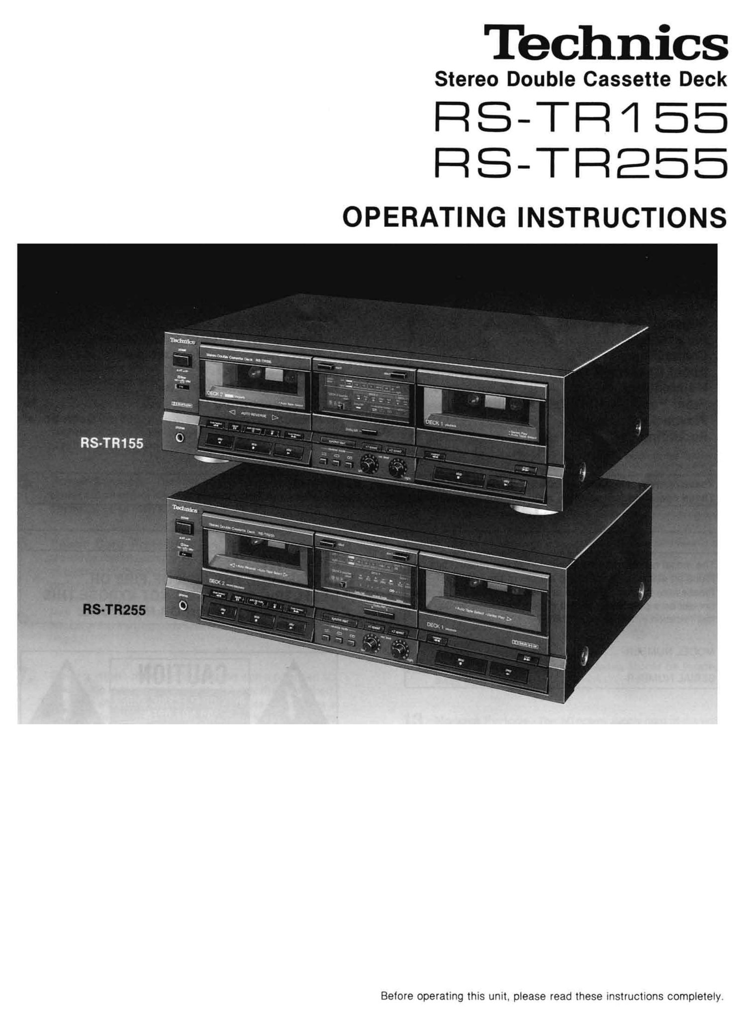 Technics RSTR 255 Owners Manual