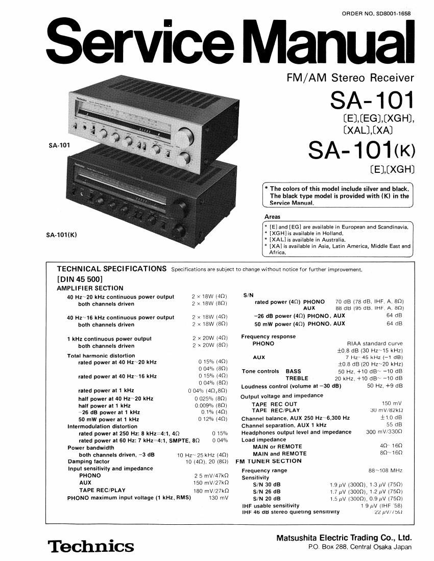 Technics SA 101 Service Manual