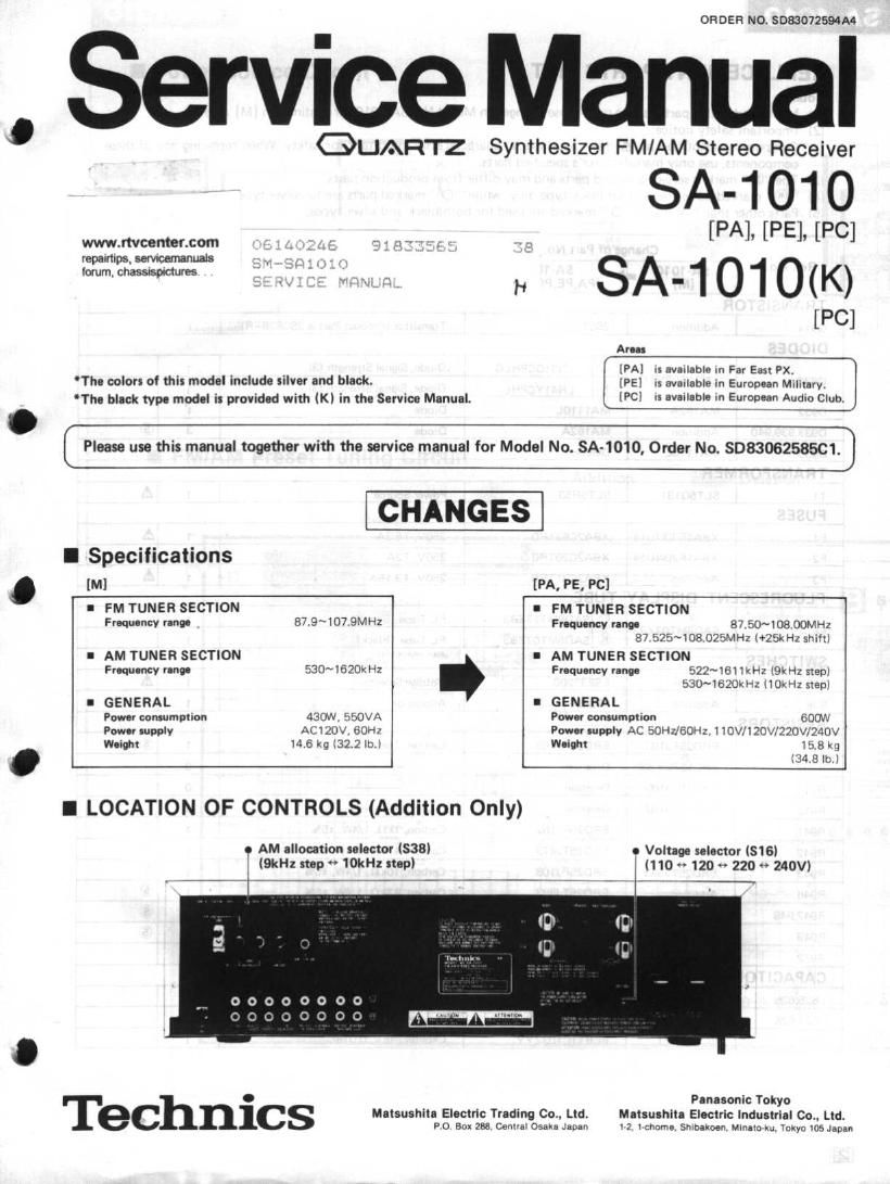 Technics SA 1010 Service Manual