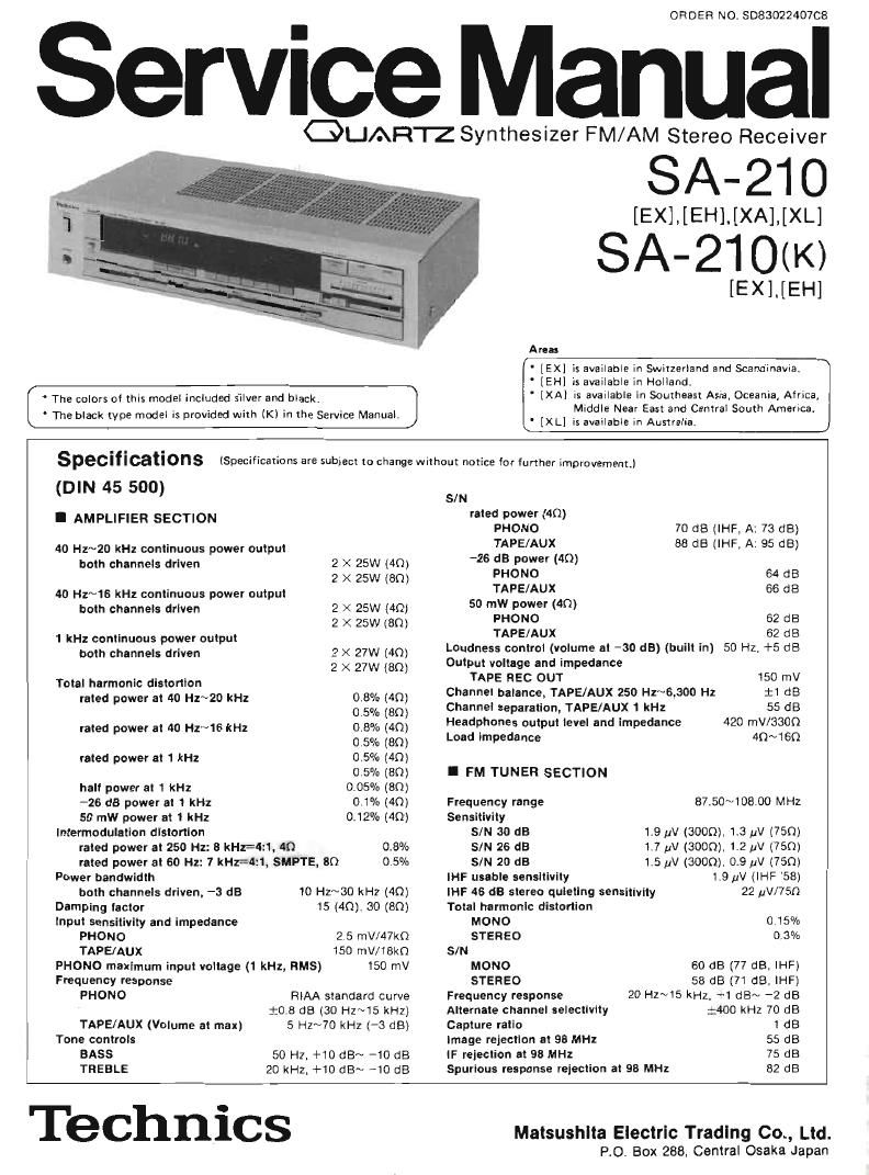 Technics SA 210 K Service Manual