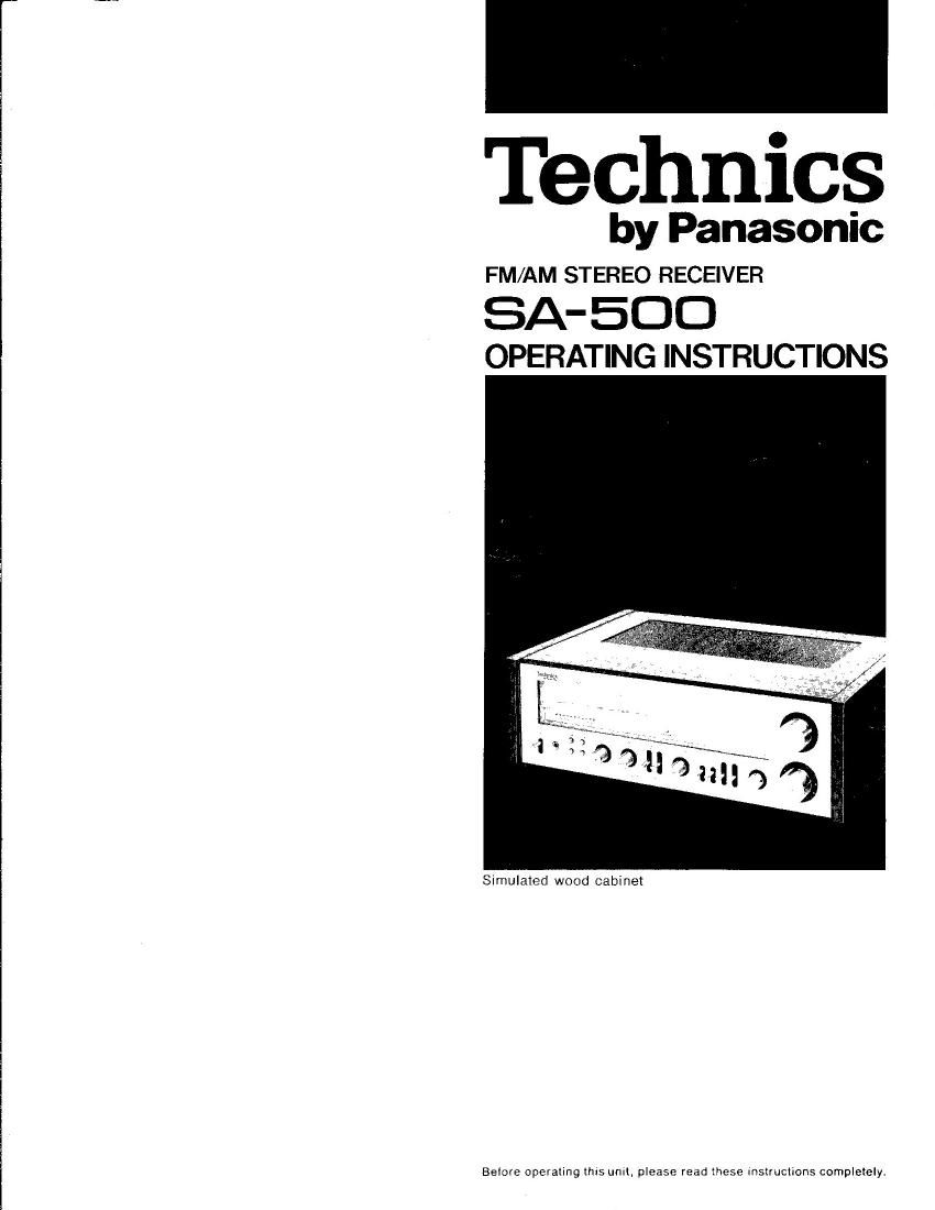 Technics SA 500 Operating Instructions