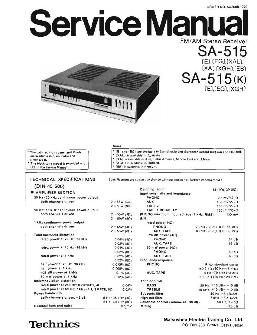 Technics SA 515 Service Manual