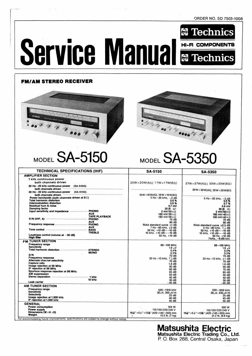 Technics SA 5150 Service Manual