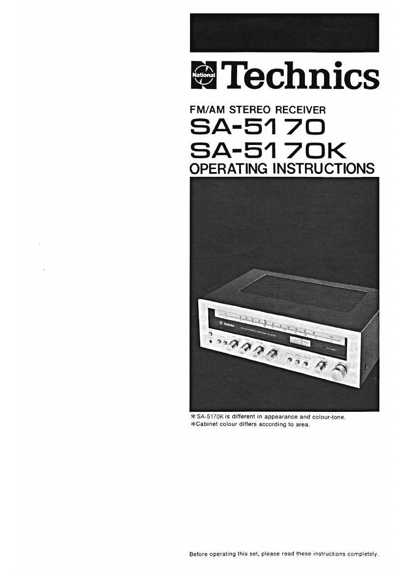 Technics SA 5170 SA 5170K Owners Manual