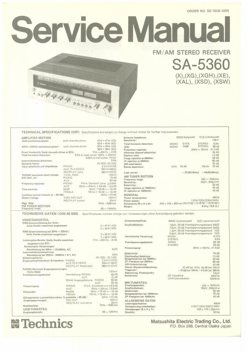 Technics SA 5360 Service Manual