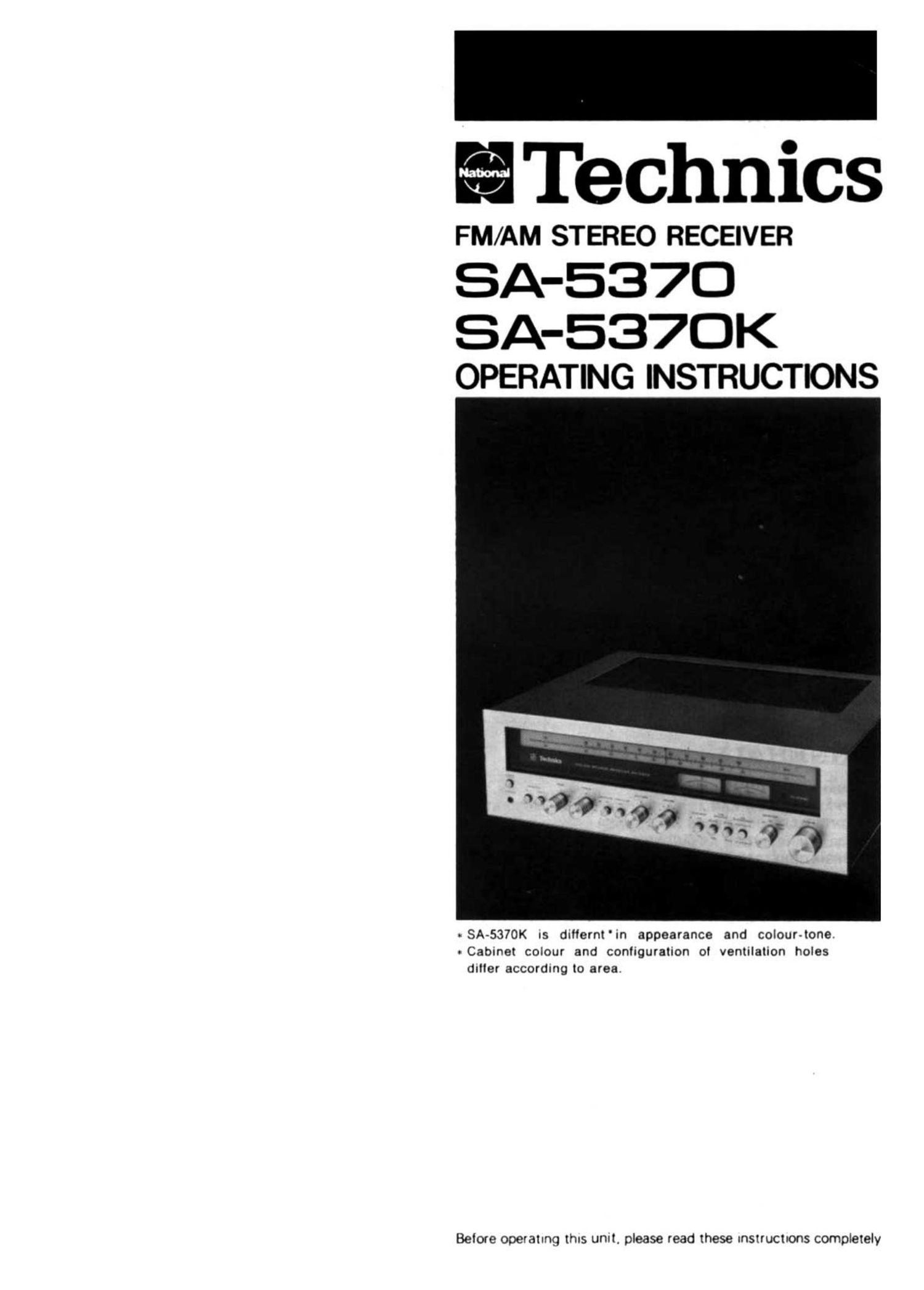 Technics SA 5370 Owners Manual