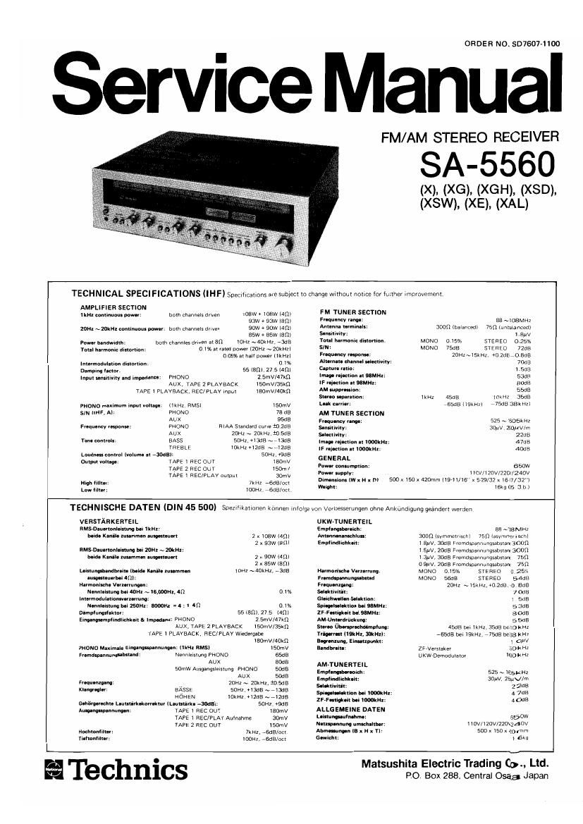 Technics SA 5560 Service Manual