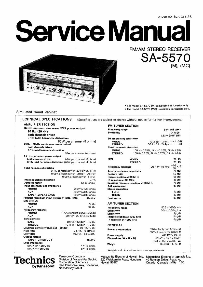 Technics SA 5570 Service Manual