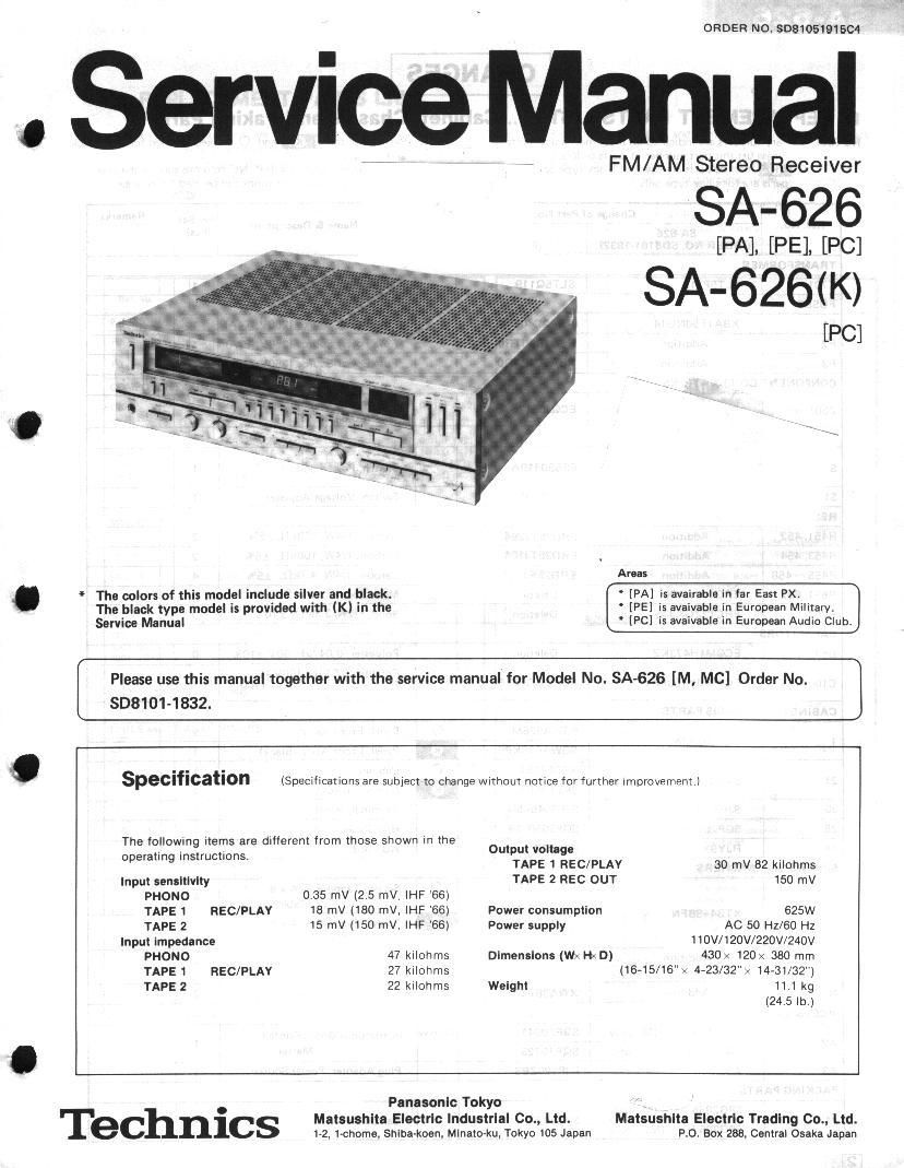 Technics SA 626 Service Manual