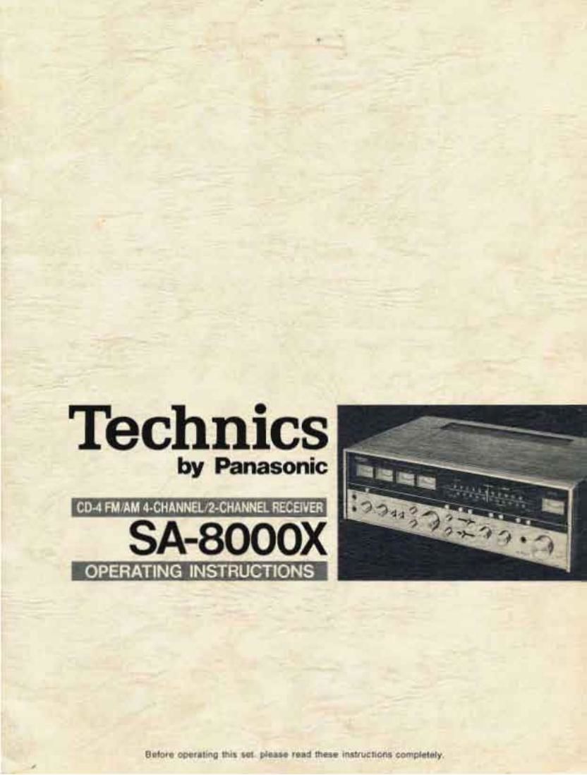 Technics SA 8000X Owners Manual