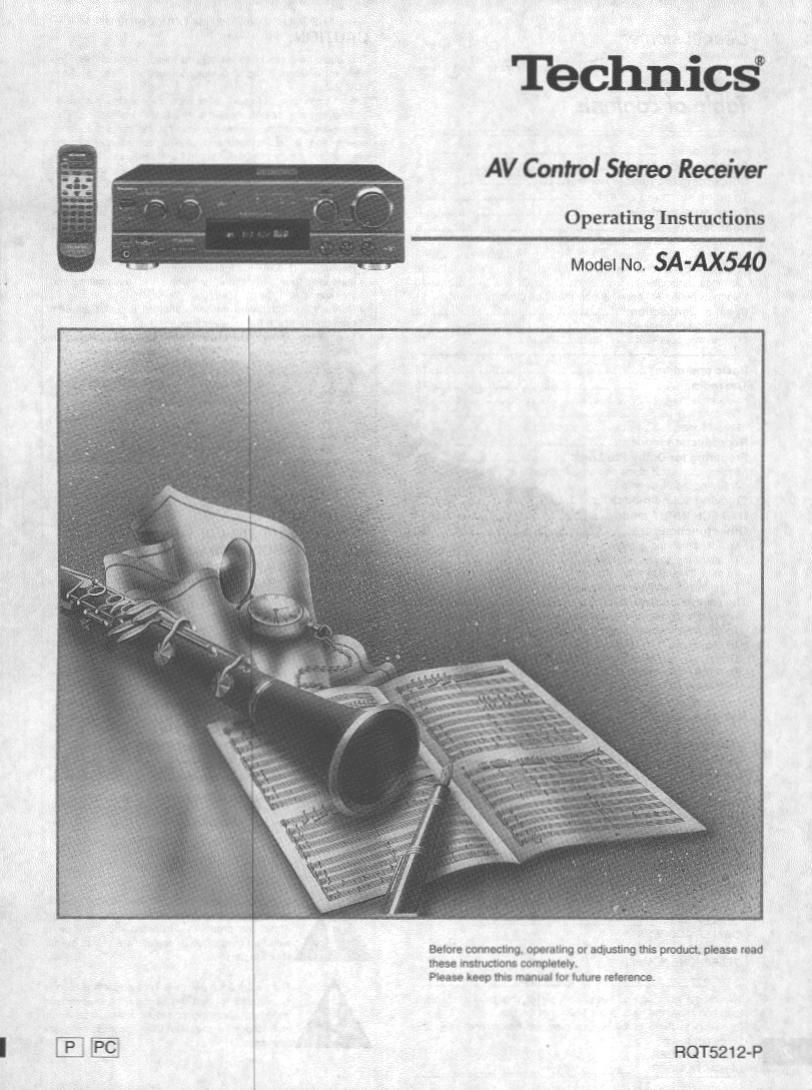 Technics SA AX 540 Owners Manual