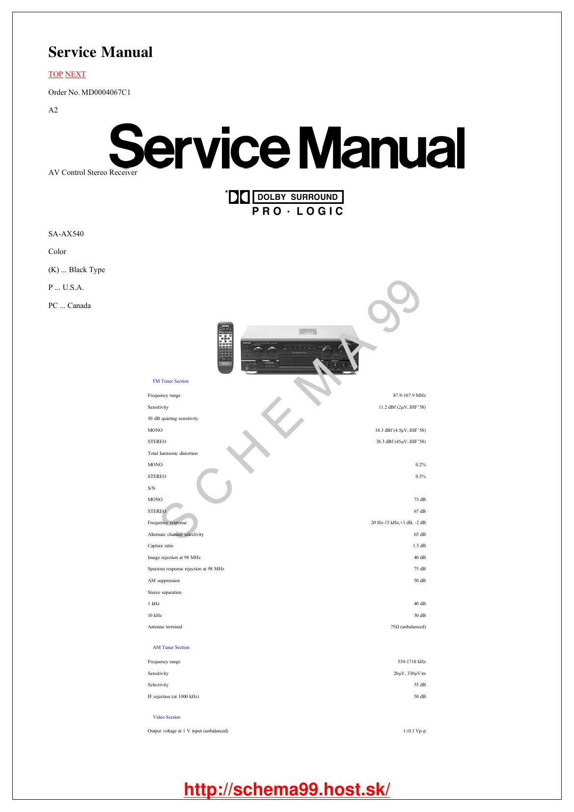 Technics SAAX 540 Schematics