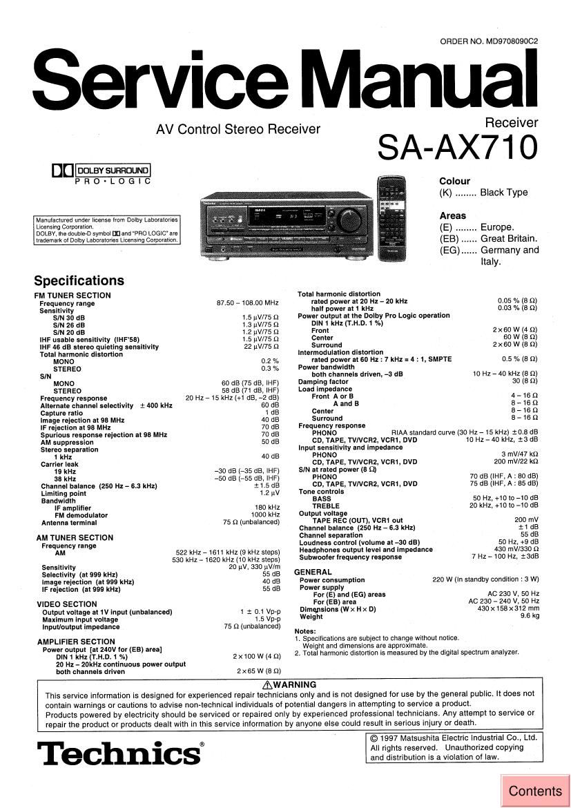 Technics SAAX 710 Service Manual