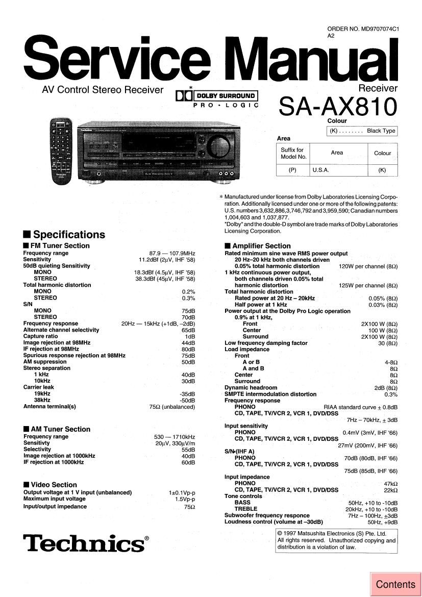 Technics SAAX 810 Service Manual