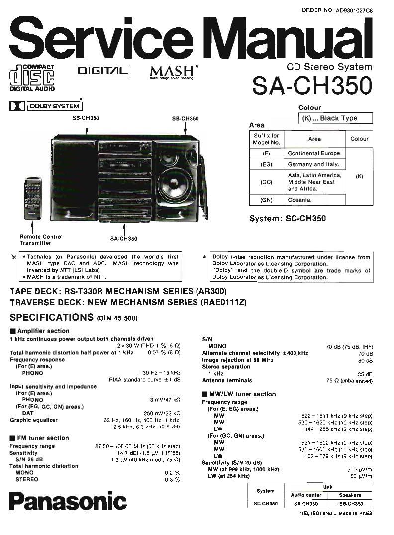 Technics SACH 350 Service Manual