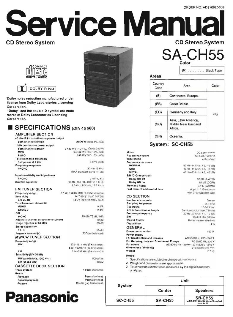 Technics SACH 55 Service Manual