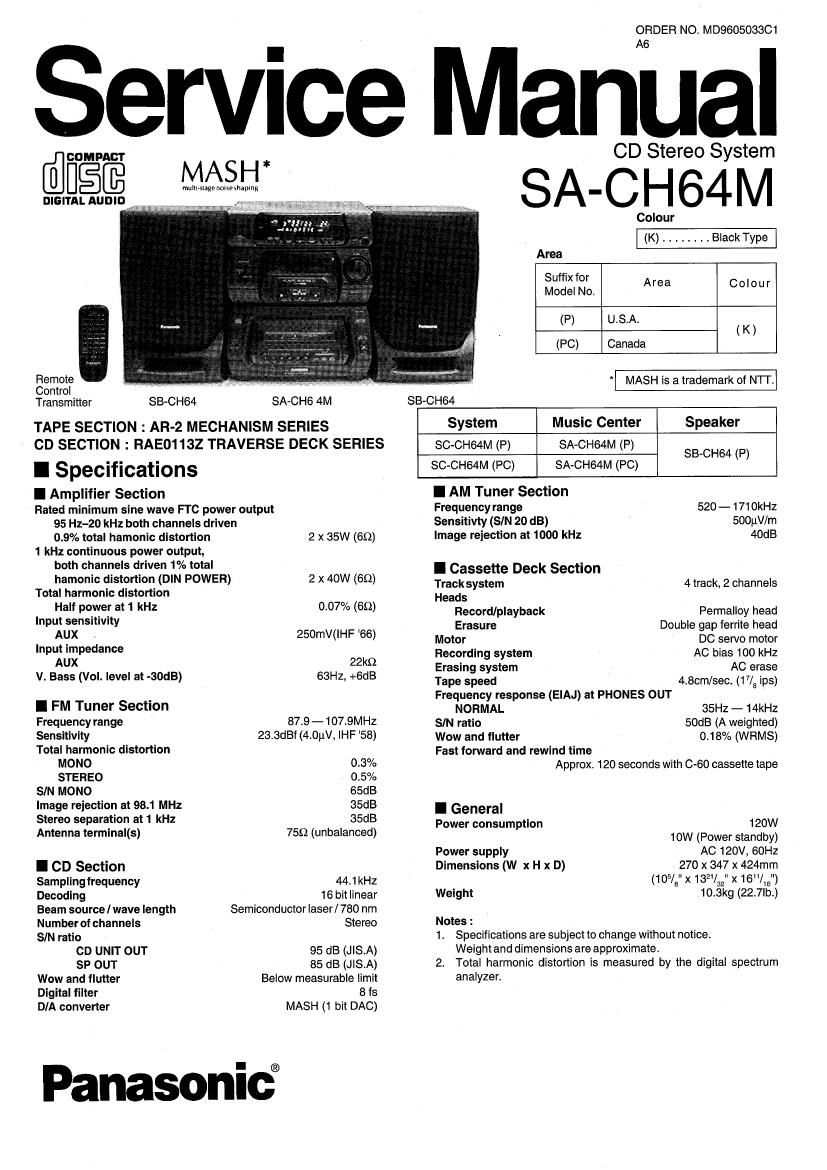 Technics SACH 64 M Service Manual