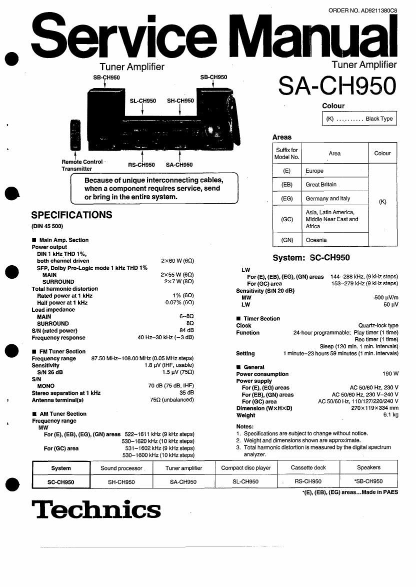 Technics SACH 950 Service Manual