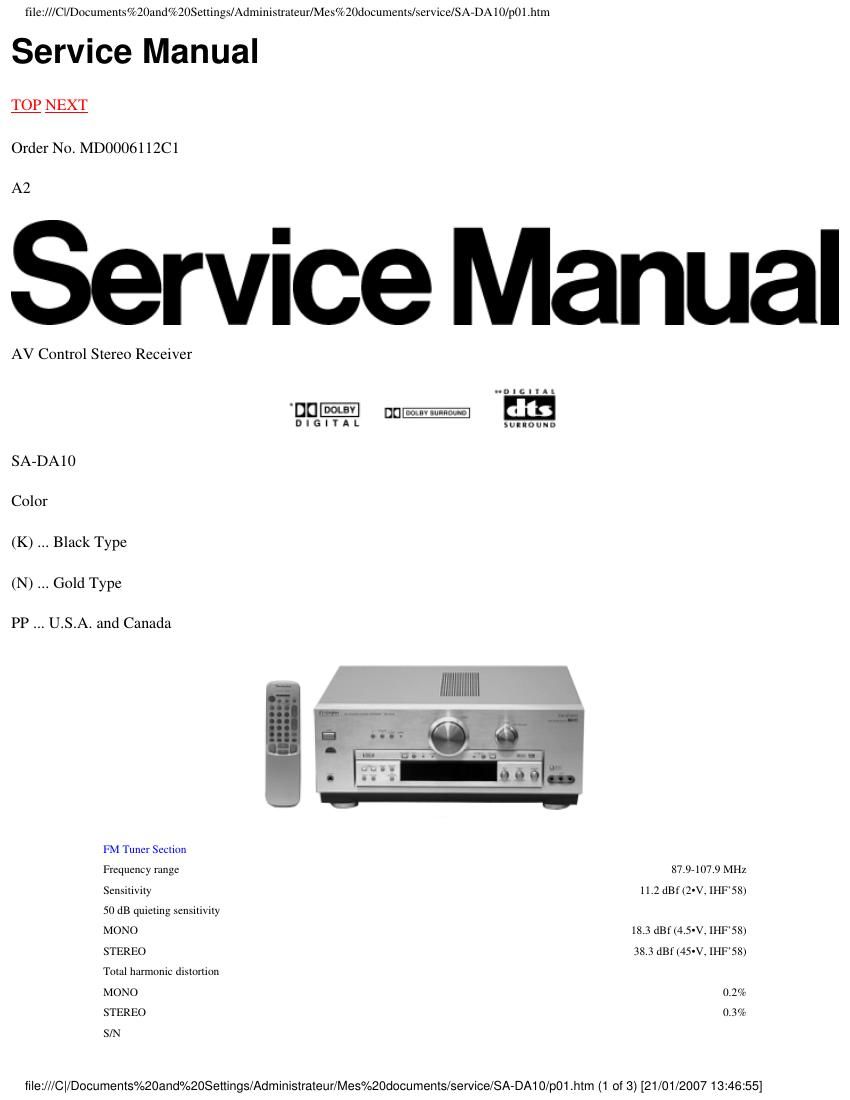 Technics SADA 10 Service Manual
