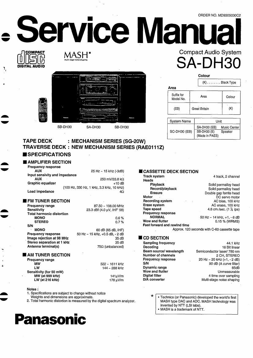 Technics SADH 30 Service Manual
