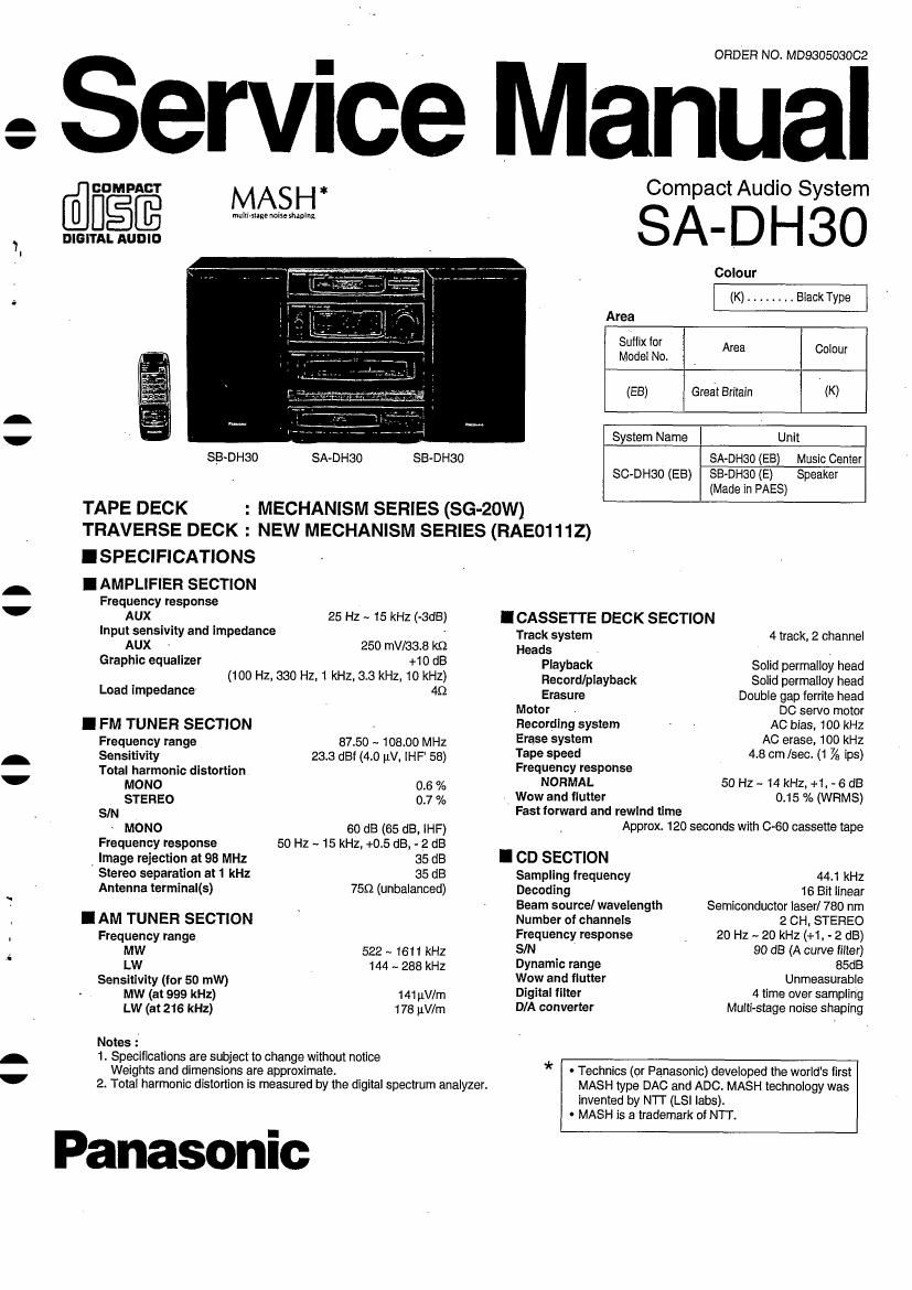 Technics SADH 30 Service Manual