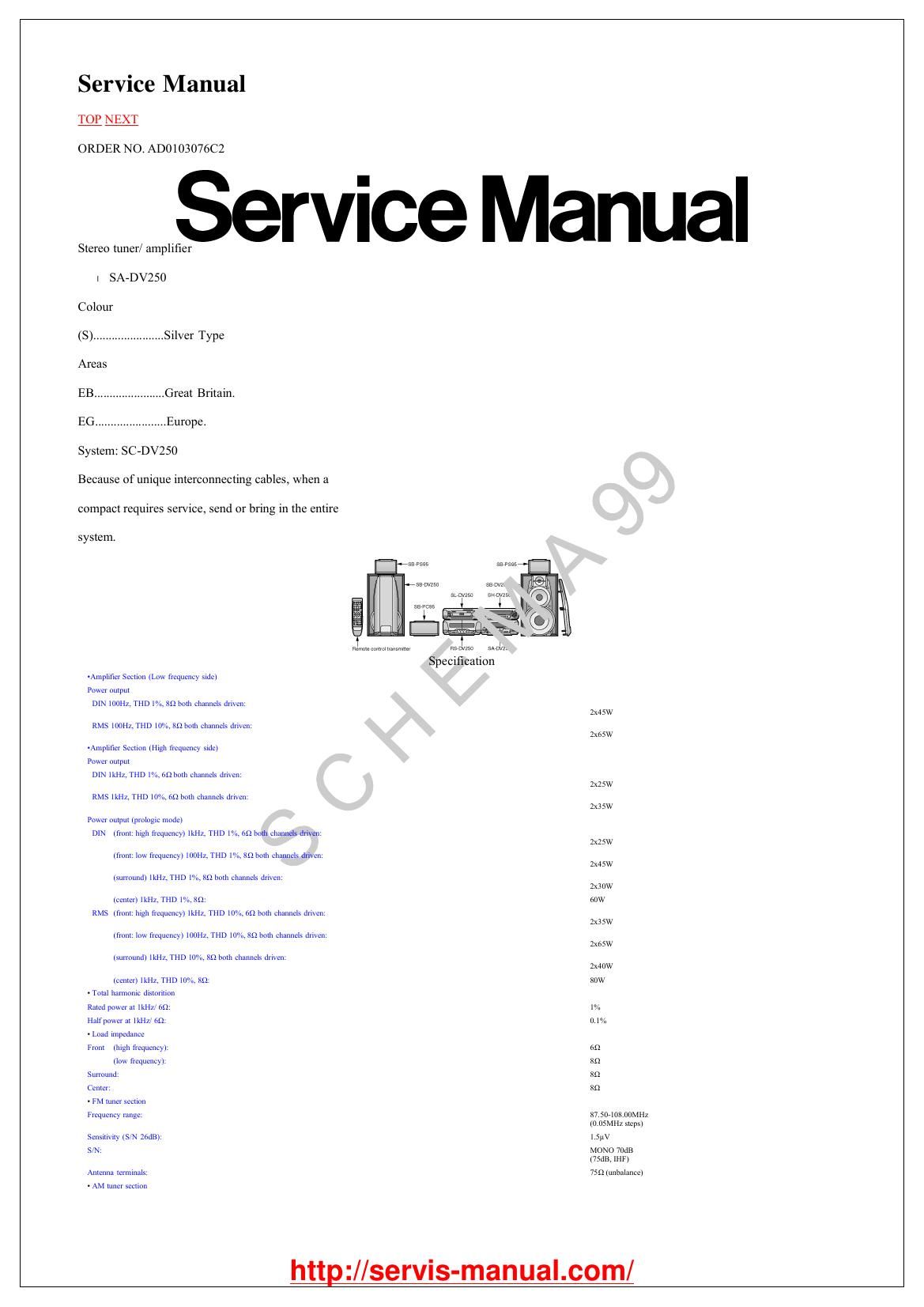 Technics SADV 250 Schematics