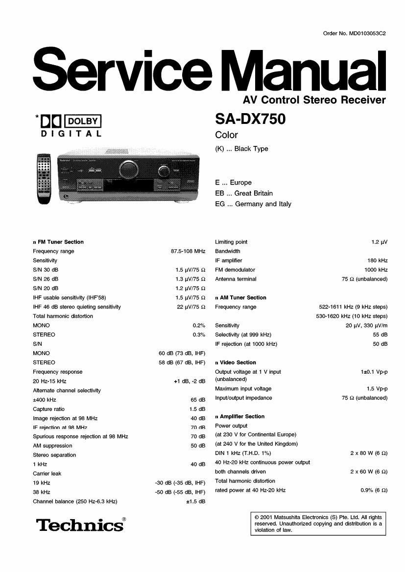 Technics SADX 750 Service Manual