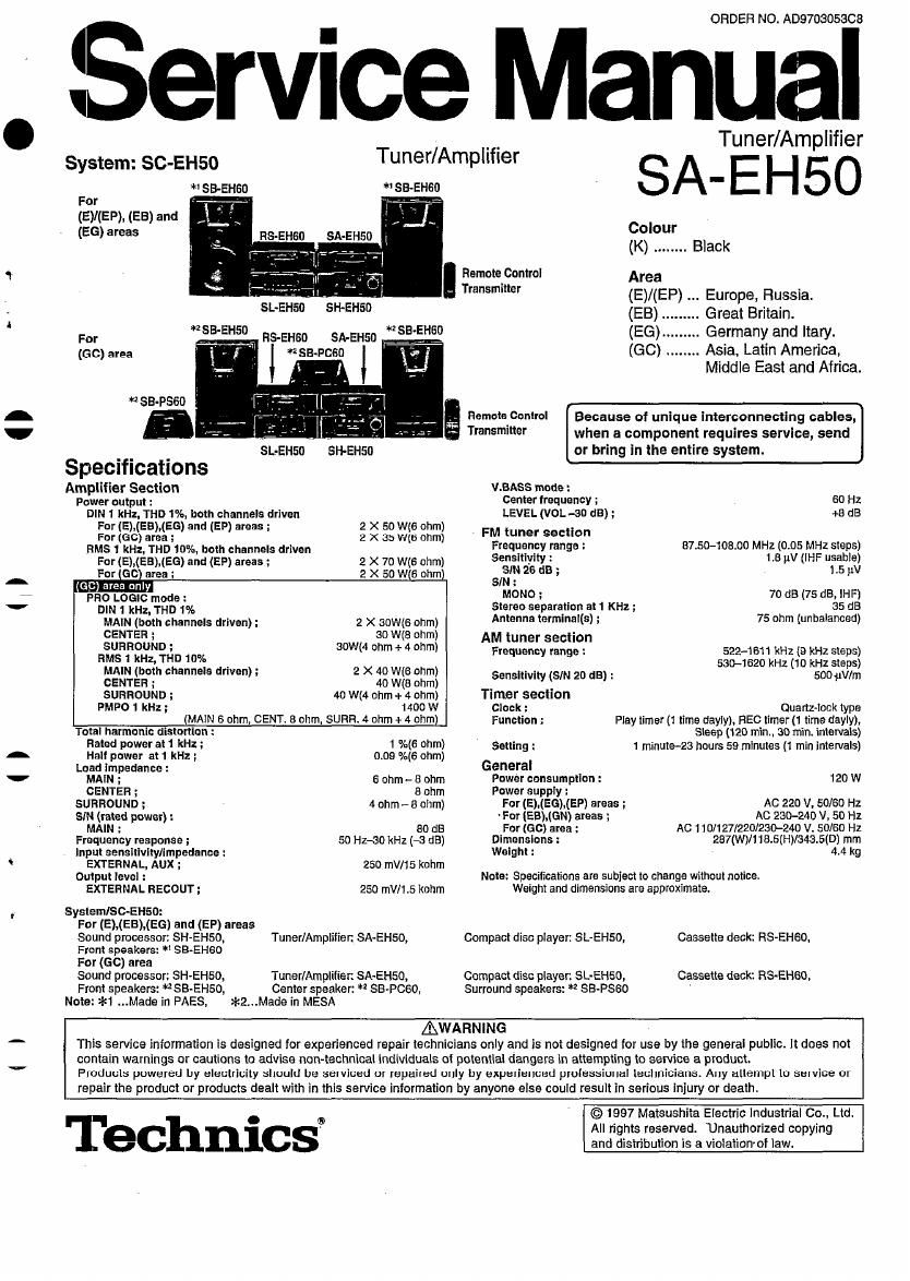 Technics SAEH 50 Service Manual