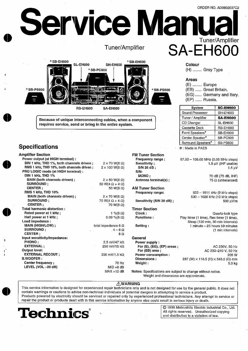 Technics SAEH 600 Service Manual