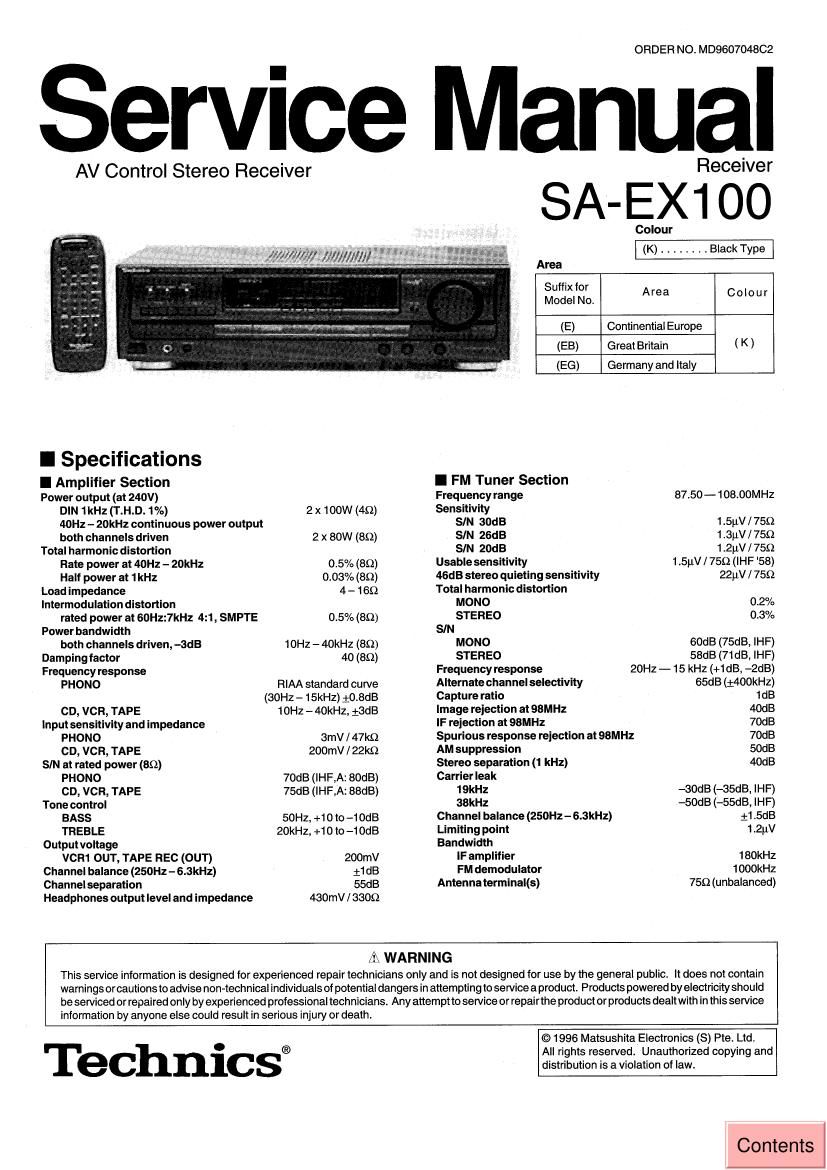 Technics SAEX 100 Service Manual