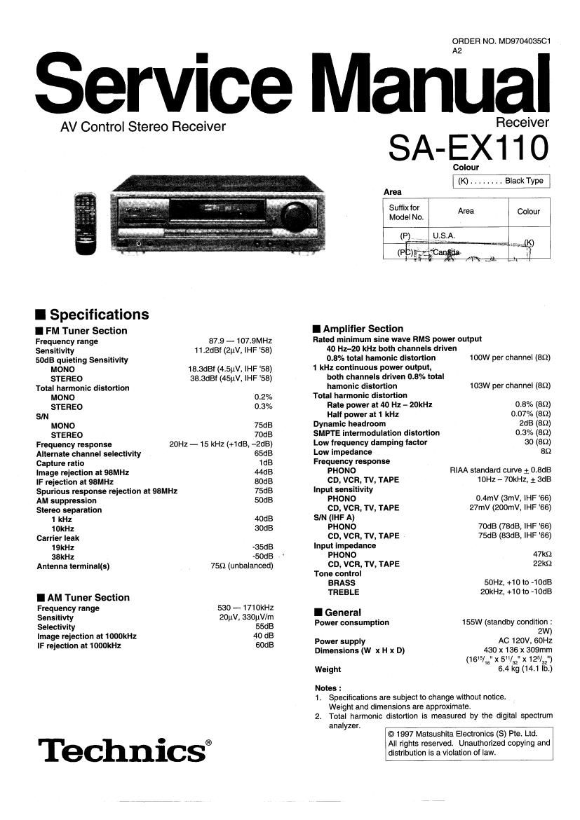 Technics SAEX 110 Service Manual