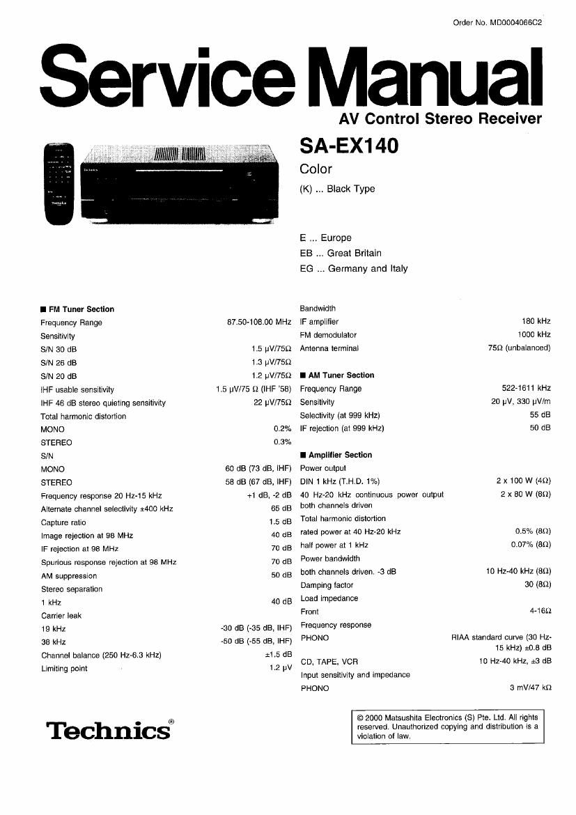 Technics SAEX 140 Service Manual