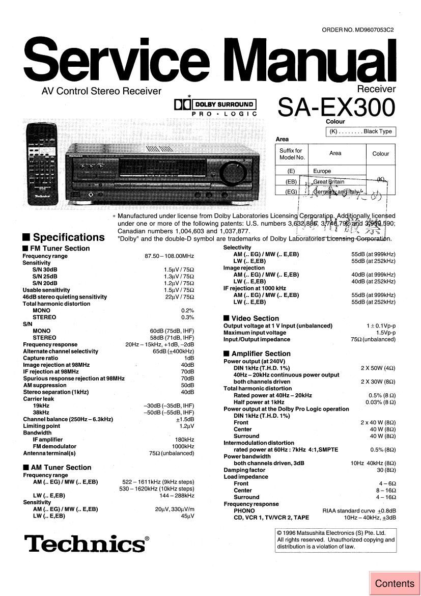 Technics SAEX 300 Service Manual