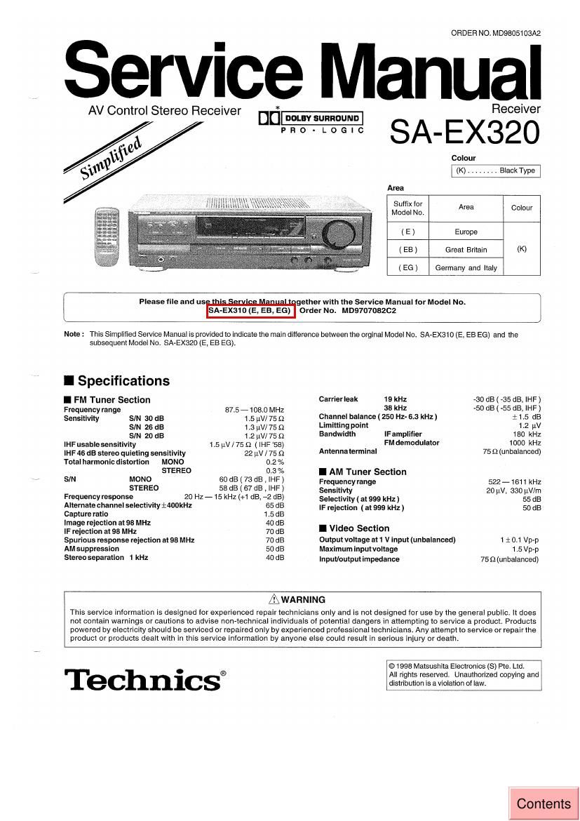 Technics SAEX 320 Service Manual