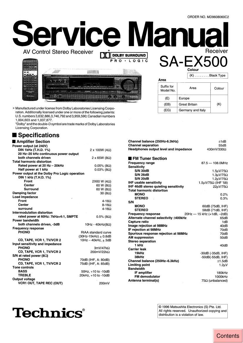 Technics SAEX 500 Service Manual