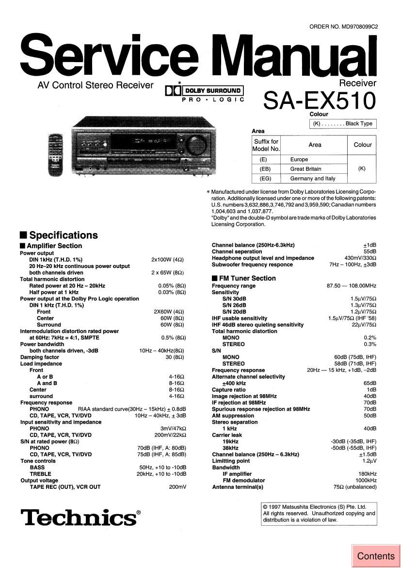 Technics SAEX 510 Service Manual