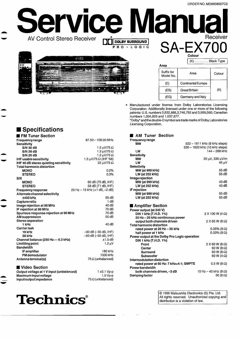 Technics SAEX 700 Service Manual